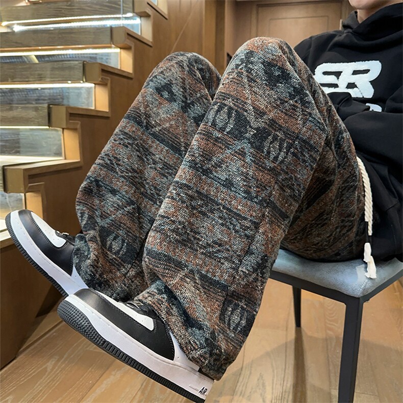 现货07潮民族风宽松直筒休闲裤复古休闲裤XZ211-1-K2445-P60，男装民族服装，星座211-1