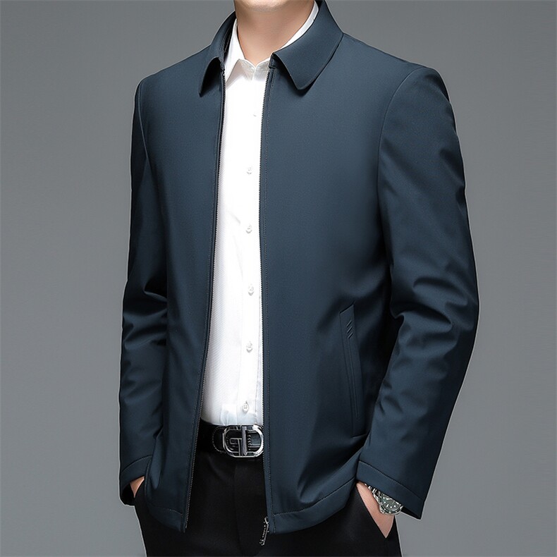 冬季新款男士翻领商务休闲羽绒服中年男装白鸭绒加厚保暖外套图片