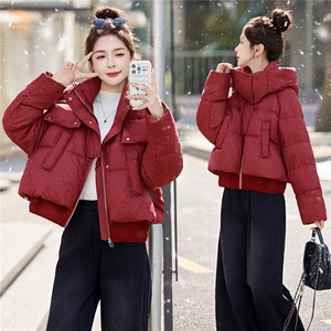 新年时尚红短款羽绒服女2026冬季新款毛领小个子保暖羽绒洋气外套图片