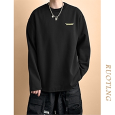 现货重磅加厚中性长袖T恤卫衣男立秋潮牌上衣A351-AT2513-P50，男装T恤，电商A351