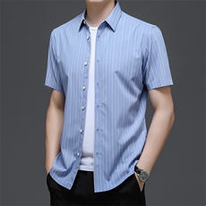 AD22108钱塘2020-3夏季男士商务休闲精品短袖条纹衬衣P60，男装衬衫，钱塘207-3
