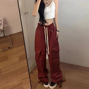 美式高腰工装裤女学生韩版宽松街舞2025新款夏休闲阔腿帅气裤子图片