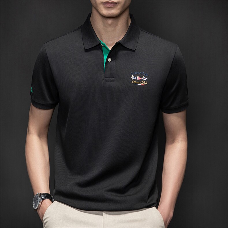 夏季新款男士翻领短袖t恤中年有领男装上衣服休闲POLO衫图片