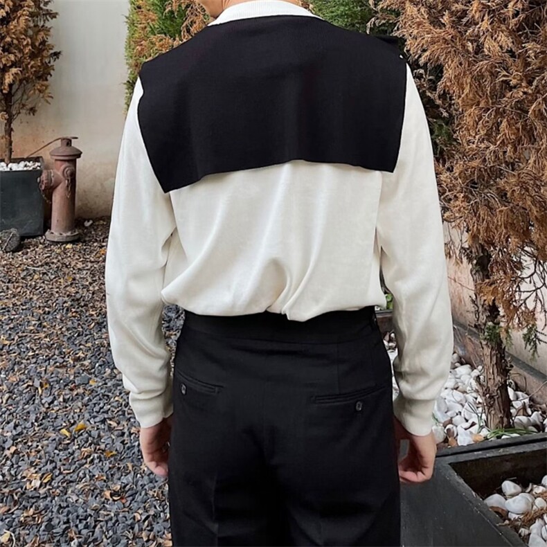 秋冬新款英伦绅士百搭撞色毛衣男假两件披风针织衫上衣H1045P45,男装针织衫/毛衣,星座1116-2