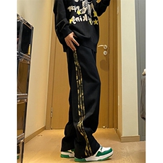 花灰色豹纹条纹卫裤男秋冬直筒裤青少年休闲运动裤子KM560，男装休闲裤，星座1116A（原606A-3）