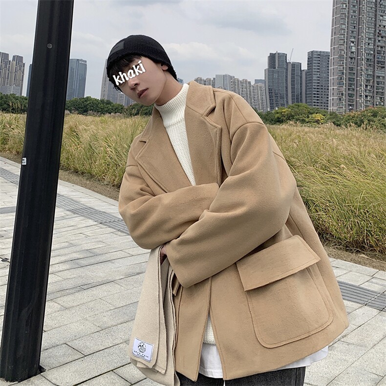 518秋冬加厚呢大衣风衣外套男韩版港风呢外套F,男装风衣,星座507