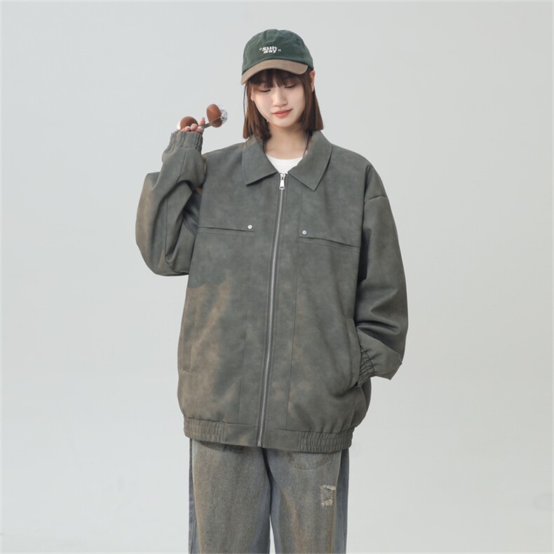中性风PU皮工装翻领夹克2025秋季痞帅潮流外套XZ301b-2-JK2591P75图片