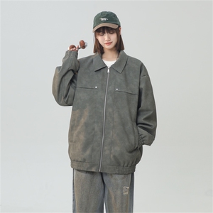 中性风PU皮工装翻领夹克2025秋季痞帅潮流外套XZ301b-2-JK2591P75图片