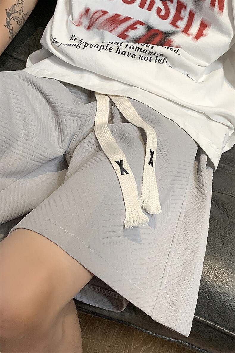 夏肌理感华夫格短裤男美式高街宽松休闲五分裤子XZ514-2-1526-P38,男装牛仔裤,星座514-2(原B239)