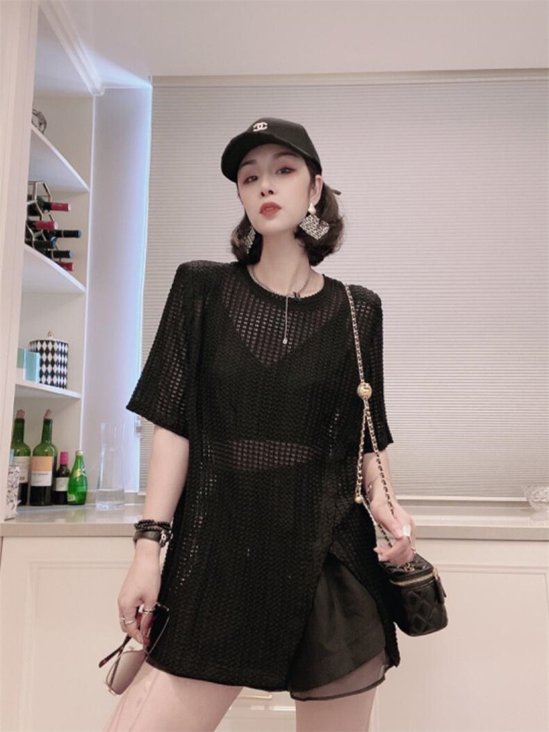 网格短袖开叉TＭL，其它，可纳奇