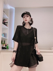 网格短袖开叉TＭL，其它，可纳奇