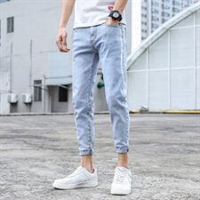 秋季牛仔裤男韩版男士小脚弹力休闲修身九分潮牌裤子9085-P45，男装牛仔裤，电商A318