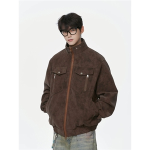 J525-P81 2025新款外套男春秋宽松大码潮流工装上衣服图片