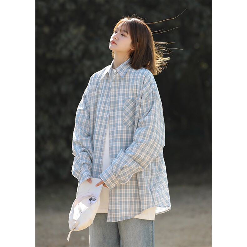 春季新款休闲长袖衬衫少年感简约日系学院上衣外套3409P45，女装衬衫，星座710