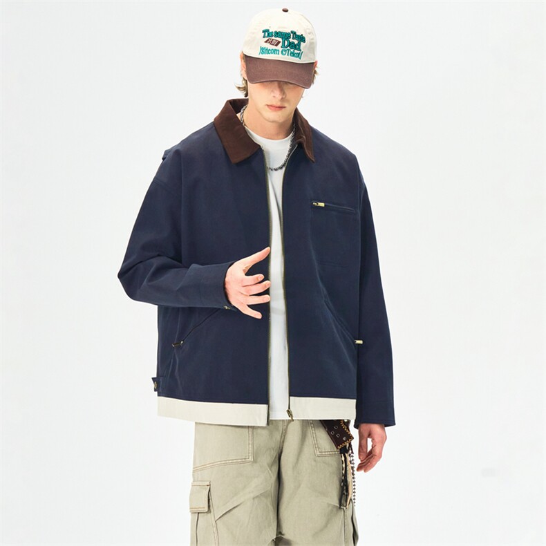 美式工装夹克春季复古潮流外套休闲机车翻领棒球服JK3503P85,男装夹克,星座309（原A406）