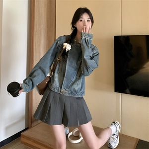 复古法式收腰压褶大摆裙黑色半身裙2025年开春新款女装显瘦伞裙女图片