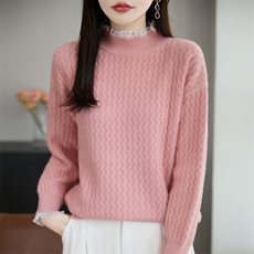 甜美蕾丝花边领保暖针织毛衣女2025秋冬新款半高领打底上衣内搭，女装针织衫/毛衣，源达羊绒