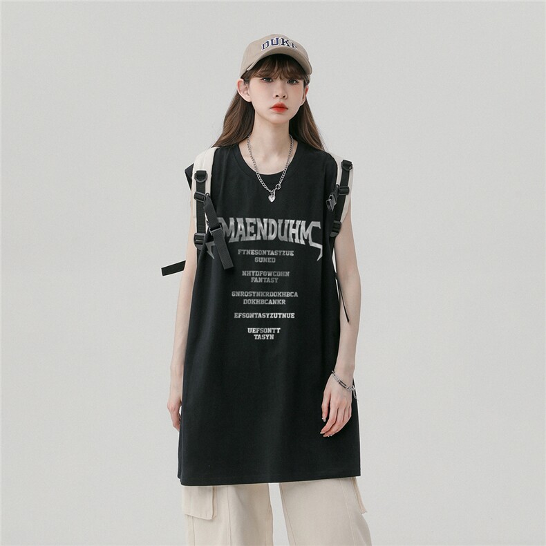 中性风23新款夏季时尚百搭宽松字母印花无袖短袖T恤DT508P30控48,男装T恤,A247A