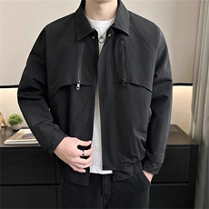 2026春季新款翻领店主风夹克外套男士休闲纯色上衣男JK150-P115，男装夹克，电商A413