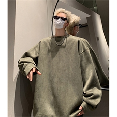 重磅420克深度库存高品质二开麂皮绒圆领卫衣宽松外套JP002特P24，男装卫衣，电商A486