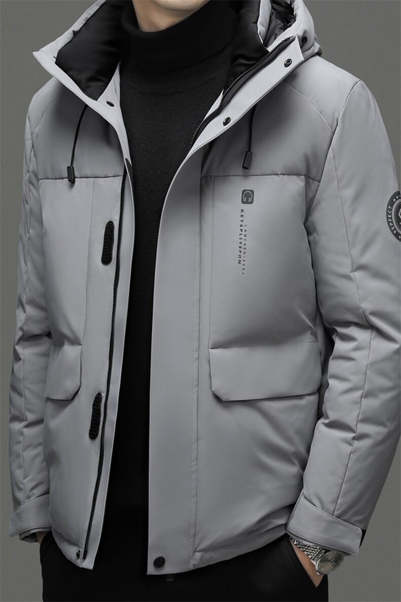 冬季新款短款加厚保暖羽绒服中年男士商务休闲连帽外套上衣,男装羽绒服,钱塘6003（原4033）