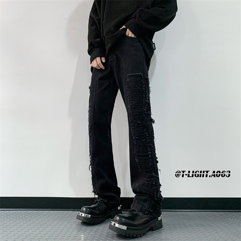 秋季美式ins高街hiphop流苏牛仔裤货号K2318P60控78图片