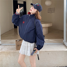 韩版宽松撞色立领休闲外套女2025春秋季新款设计感两面穿夹克上衣，女装短外套，2C218
