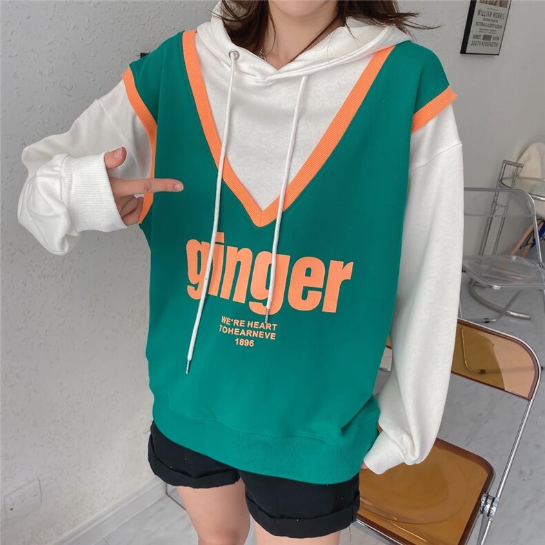 拼接连帽卫衣，女装卫衣/绒衫，NOUSWEETY 诺小姐衣橱