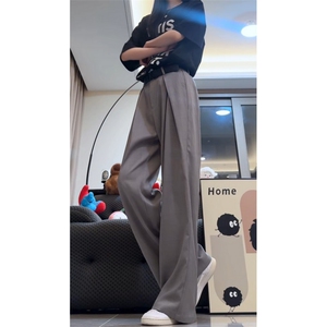 26新款工字褶A字西裤直筒阔腿垂感休闲长裤子潮504-K888-P55控78图片