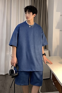 1港风模麂皮绒大码M-5XL短TDT8766P23 DK8767P32套装TZ8757P55图片