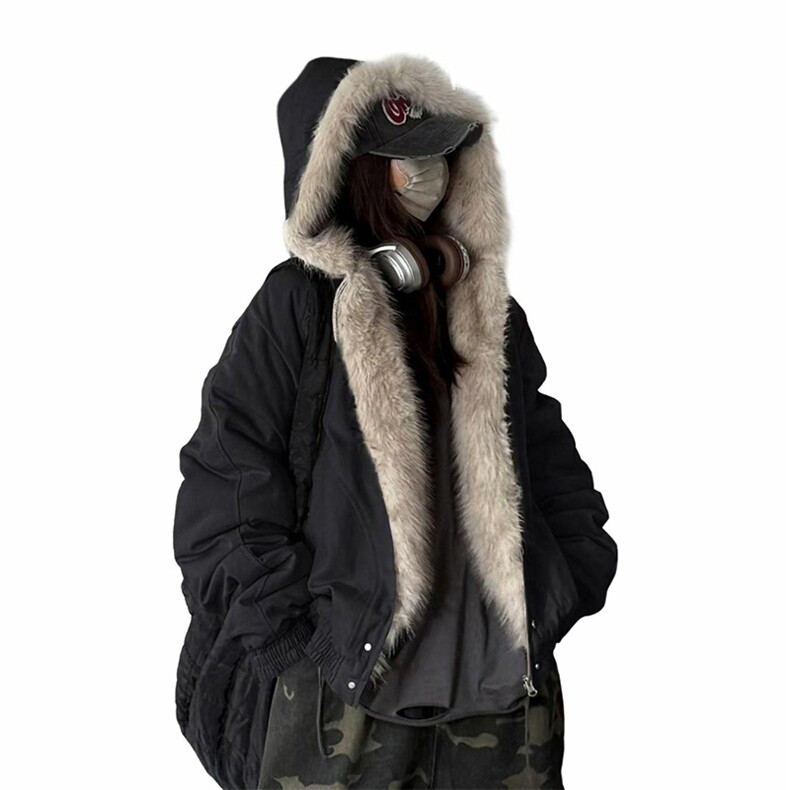 现货高品质美式高街冬季重磅硬挺短款座山雕毛领棉衣男女加厚外套，男装棉衣，电商A443