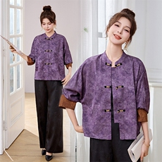 新中式短外套裤子套装女春季2026新款休闲穿搭一整套阔腿裤两件套，女装套装/套裙，丽影随形