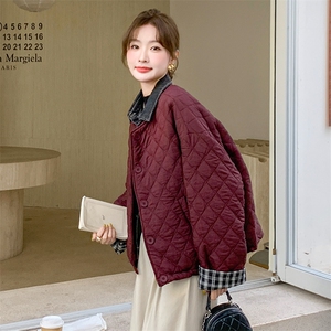 韩版气质牛仔拼接轻薄款棉服女2025冬季新款显瘦加厚短款棉衣棉袄图片