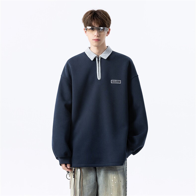 polo领情侣卫衣春秋季半拉链上衣学院风p50,男装卫衣,星座516