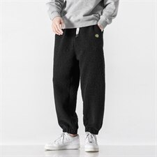 冬季港风日系大码羊羔毛裤加厚宽松休闲哈伦束脚裤外穿K117/P70，男装休闲裤，电商A221A