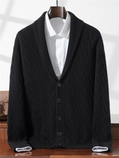 2025年秋冬季100羊毛衫时尚都市双股青苹果领羊毛开衫休闲外套，男装针织衫/毛衣，星纬羊绒