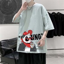 YT26218-P30亚短袖t恤男大码五分袖男宽松七分袖港风模特，男装T恤，电商A040