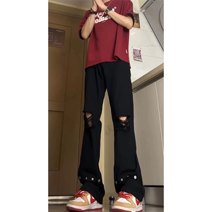 夏季ins美式高街 hiphop破洞铆钉牛仔裤货号K750P60图片