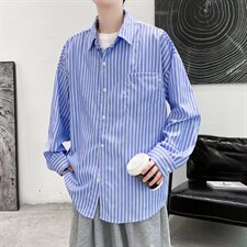 长袖条纹衬衫男港风日系外套K1817P30,男装衬衫,星座1116-2