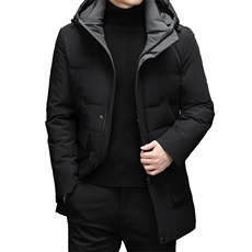 男士中长款灰鹅绒连帽羽绒服加厚保暖休闲外套中青年冬季新款男装，男装羽绒服，电商B212（原钱塘6029）