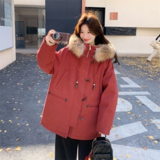 7天出货圣诞红大毛领50羽绒服2C090-9029-P320-K478，女装羽绒服，2C090