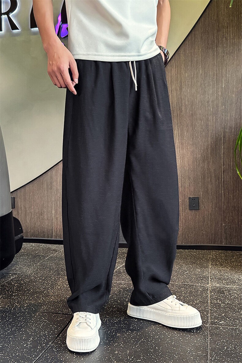 K20523-P78夏季薄款男士亚麻休闲裤男潮流宽松直筒弯刀裤,男装休闲裤,电商A368