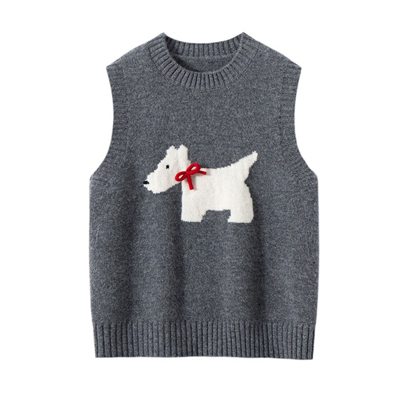 2025时尚百搭通勤简约小狗马甲男女同款，童装马夹/背心，宏杨羊绒
