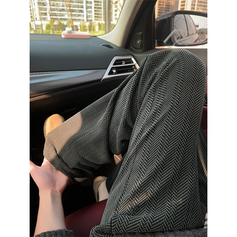 2025新款300g雪尼尔人字纹针织直筒大码休闲裤男K24147-特P30控58，男装休闲裤，电商A001-1