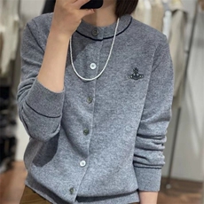 2025春季新款羊毛开衫女圆领宽松衫刺绣针织外套女，女装羊毛衫，伟泽羊绒