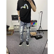 网红水洗做旧破洞牛仔裤字母刺绣高街休闲百搭修身男ZGT77P41，男装牛仔裤，星座1112-1