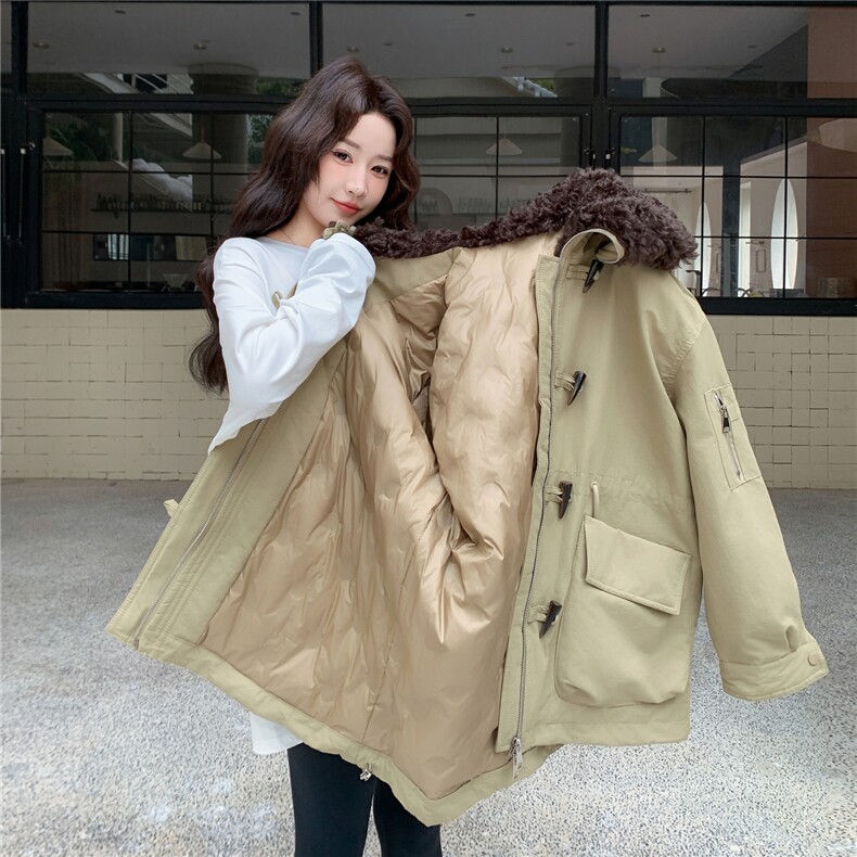 新品！大翻领牛角扣白鸭绒夹克外套2C213-922-P285-K418,女装羽绒服,2C213