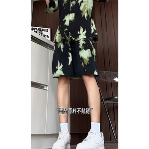 短袖衬衫男+短裤男潮流休闲套装男M-5XL大码TZ78710P50控98模特图图片