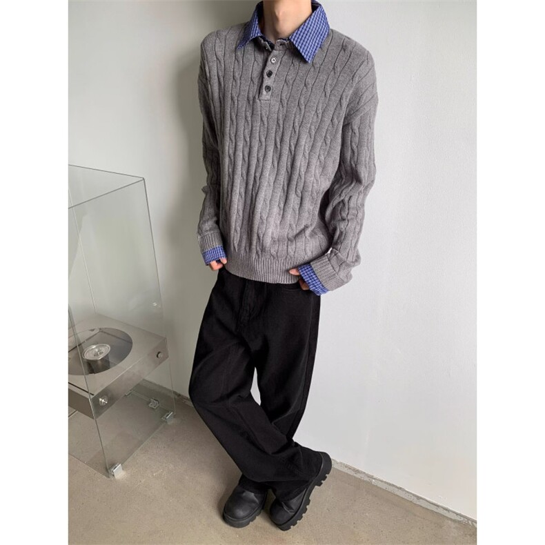 JY641-P58开衫毛衣美式复古休闲慵懒风V领针织衫男纯色外套网图,男装针织衫/毛衣,星座1501-3