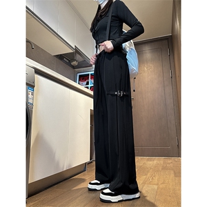 X5461-TP35 控价58 男女潮流黑色长裤设计感扣带休闲直筒裤男裤图片